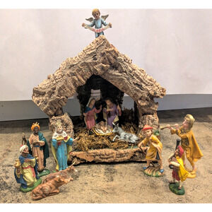Fontanini Depose Italy Nativity With Creche 5” Figurines Vintage 14 Piece Set